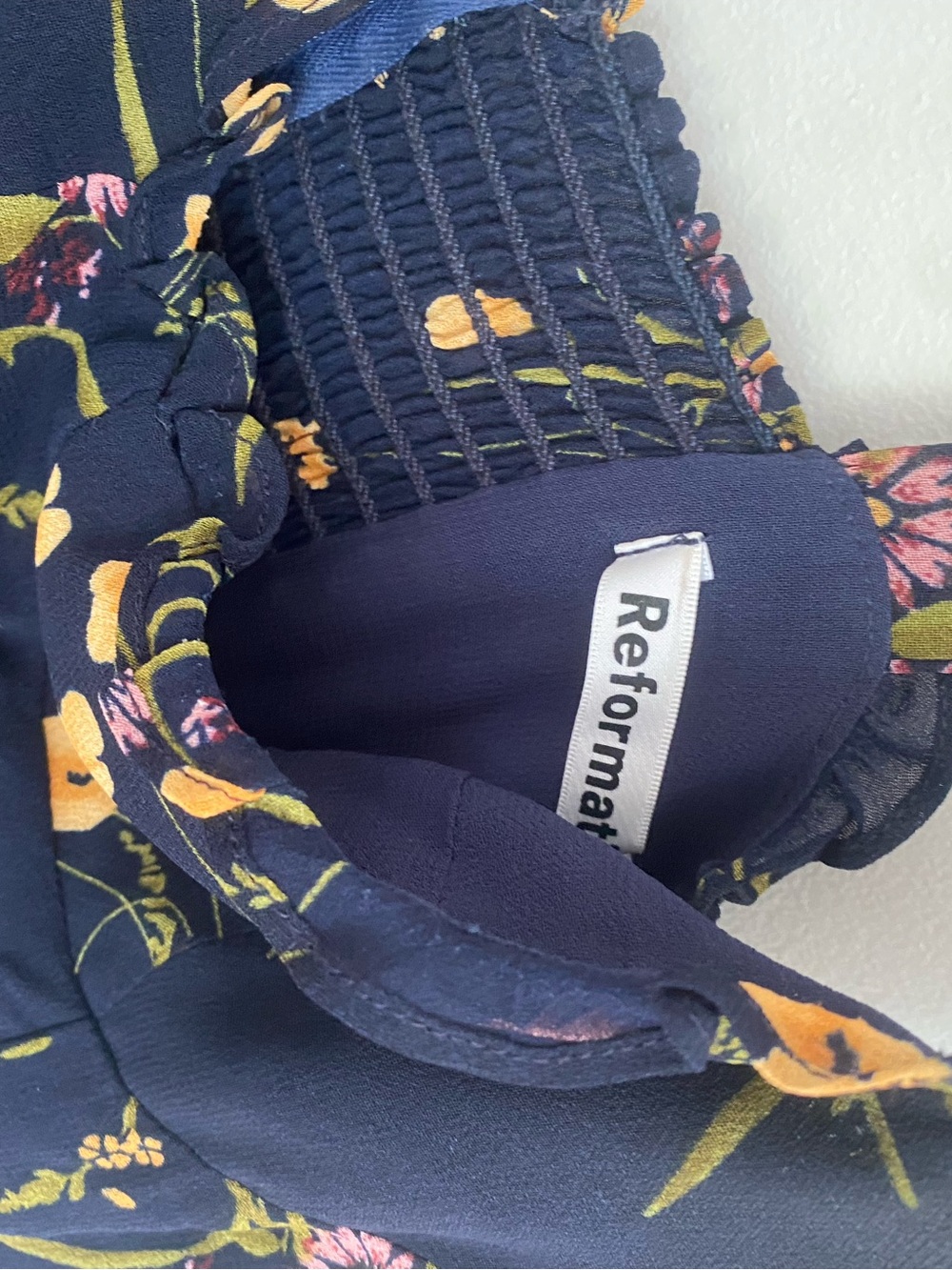 Reformation Navy Floral Tie-Strap Midi Dress - Picture 2 of 3